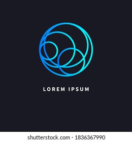 Intersecting circles. Idea for business logo. Icon of global networking. Round abstract shapes. Vector element design