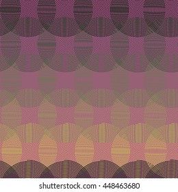 Intersecting circular spiral - beige, gray a seamless pattern on a violet background.