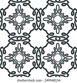 Intersecting classical ornament.  Seamless pattern, monochrome style.