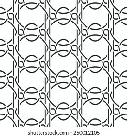 Intersecting classical ornament.  Seamless pattern, monochrome style.