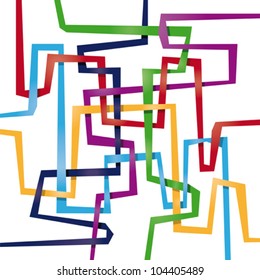 Intersecting colorful stripes, abstract background, vector illustration