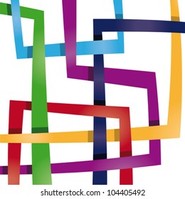 Intersecting colorful stripes, abstract background, vector illustration