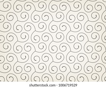 Intersecting curved elegant fine lines and scrolls forming abstract floral ornament. Seamless pattern for background, wallpaper, textile printing, packaging, wrapper.