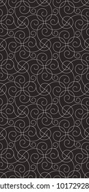 Intersecting curved elegant fine lines and scrolls forming abstract floral ornament. Seamless pattern for background, wallpaper, textile printing, packaging, wrapper.