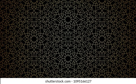 Intersecting curved elegant fine lines and scrolls forming abstract floral ornament. Seamless pattern for background, wallpaper, textile printing, packaging, wrapper, etc. 