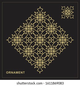 Intersecting curved elegant fine lines and scrolls forming abstract floral ornament. Seamless pattern for background, wallpaper, textile printing, packaging, wrapper, etc.