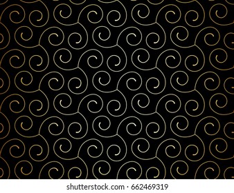 Intersecting curved elegant fine lines and scrolls forming abstract floral ornament. Seamless pattern for background, wallpaper, textile printing, packaging, wrapper.