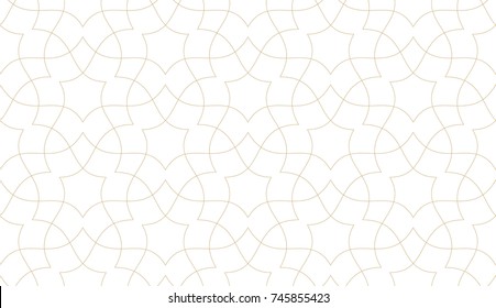 Intersecting curved elegant fine lines and scrolls forming abstract floral ornament. Seamless pattern for background, wallpaper, textile printing, packaging, wrapper, etc. 