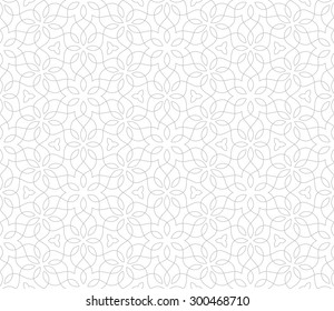 Intersecting curved elegant lines and scrolls forming abstract floral ornament. Seamless pattern for textile printing, packaging, wrapper, etc. 
