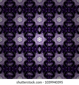 Intersecting curved elegant stylized leaves and scrolls forming in black, purple and brown colors. Vector sketch. Abstract floral ornament in Arabic style. Vintage abstract floral seamless pattern.