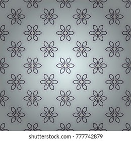 Intersecting curved elegant stylized leaves and scrolls forming in black, violet and gray colors. Vintage abstract floral seamless pattern. Vector design. Abstract floral ornament in Arabic style.