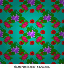 Intersecting curved elegant stylized plumeria flowers, leaves and scrolls forming floral ornament in Arabic style. Arabesque. Vintage abstract vector floral seamless pattern on a blue background.