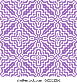 Intersecting curved lines and scrolls. seamless flower pattern. raster illustration. white on violet. for design invitation, textile, wallpaper. modern Arabesque.