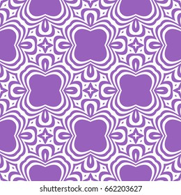 Intersecting curved lines and scrolls. seamless flower pattern. raster illustration. white on violet. for design invitation, textile, wallpaper. modern Arabesque.
