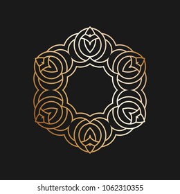 Intersecting intertwining circles. Crossing of rings and lines, logo design element.