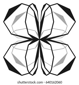 Intersecting lines w/ symmetric geometry. Abstract radial, geometric element