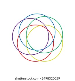Intersecting, overlapping circles, rings element. line style design for website, app, UI, isolated on white background. Vector illustration. Eps file 23.