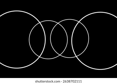 Intersecting, overlapping circles, rings element. simple overlapping circles grunge vector drawing, diagram icons in line style design for website, app, UI, also interlocked rounds style.
