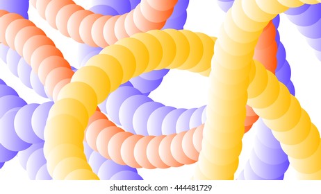 The intersecting pipes or cables on a white background. The original image. Voluminous shapes. Bright colors.