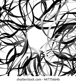 Intersecting random squiggly, curvy lines. Abstract geometric illustration.
