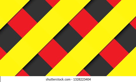 Intersecting red and yellow ribbons with shadow