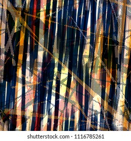 Intersecting stripes and dots. Seamless texture. Abstract vector background for web page, banners backdrop, fabric, home decor, wrapping