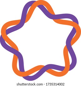 intersecting stripes in the form of complex shapes of two colors of orange and blue