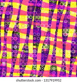 Intersecting wavy stripes and rings. Bright seamless texture. Abstract vector background for web page, banners backdrop, fabric, home decor, wrapping