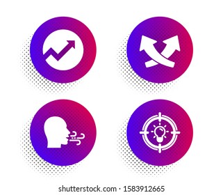 Intersection arrows, Audit and Breathing exercise icons simple set. Halftone dots button. Idea sign. Exchange, Arrow graph, Breath. Solution. Science set. Classic flat intersection arrows icon. Vector