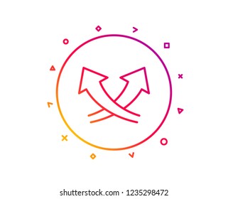 Intersection arrows line icon. Exchange and turn, cross sign. Gradient pattern line button. Intersection arrows icon design. Geometric shapes. Vector