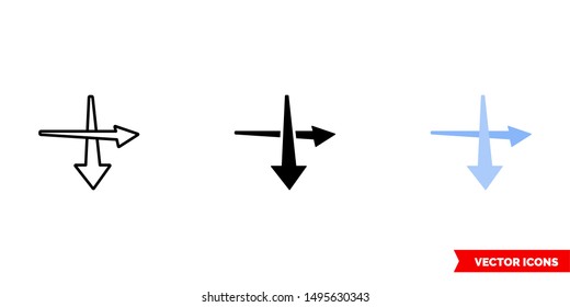 Intersection icon of 3 types: color, black and white, outline. Isolated vector sign symbol.