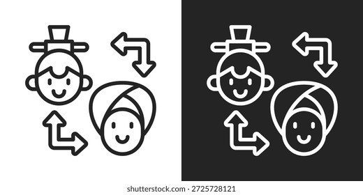 Icono De Intersección En Estilo De Línea En Blanco Y Negro