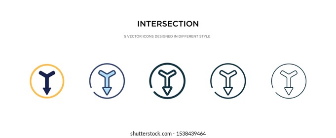 intersection icon in different style vector illustration. two colored and black intersection vector icons designed in filled, outline, line and stroke style can be used for web, mobile, ui