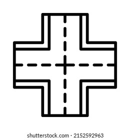 Icono de intersección. Diseño De Estilo De Arte De Línea Aislado En Fondo Blanco