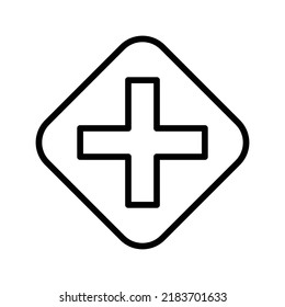 Intersection Icon. Line Art Style Design Isolated On White Background