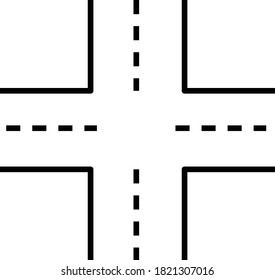 Intersection icon on white background. linked road sign. road symbol. flat style.  