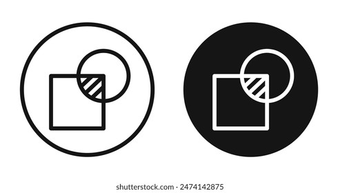 Intersection icon set. Overlapping area vector symbol. Joint region sign.