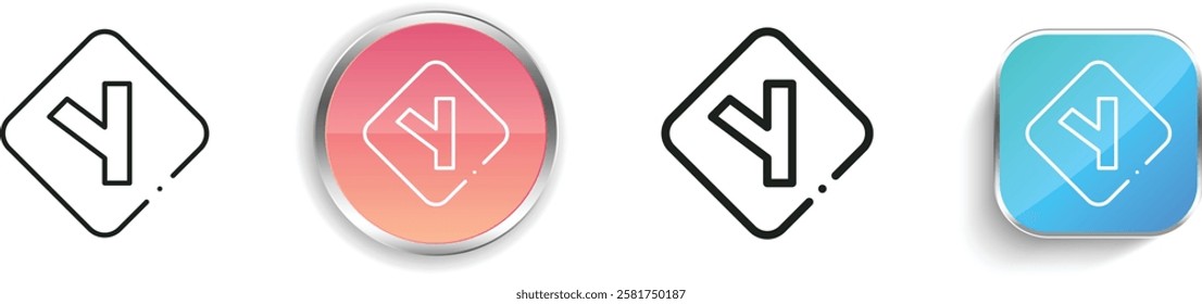 intersection icon. Thin Linear, Regular and Button Style Design Isolated On White Background