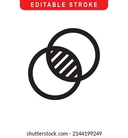 Icono de esquema de intersección. Logotipo de arte de la línea de intersección. Ilustración vectorial. Aislado en fondo blanco. Stroke Editable