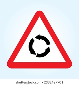 Intersection with rotary circulation. Roundabout sign. Spanish Warning sign P4