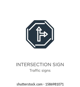 Intersection sign icon vector. Trendy flat intersection sign icon from traffic signs collection isolated on white background. Vector illustration can be used for web and mobile graphic design, logo, 