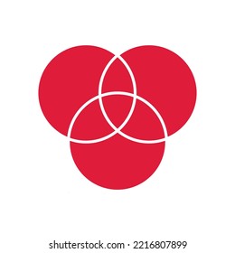 Intersection of three sets circles. Venn diagram of 3 sets