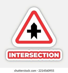 intersection traffic sign editable modern vector icon and text effect design