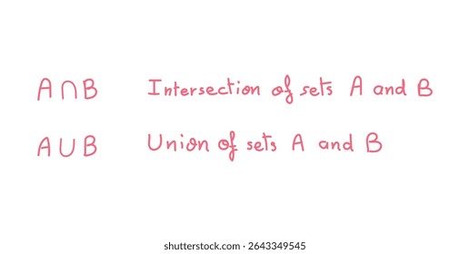 Intersection and Union of Sets A and B in Set Theory. Venn Diagram of Circles in Mathematics.