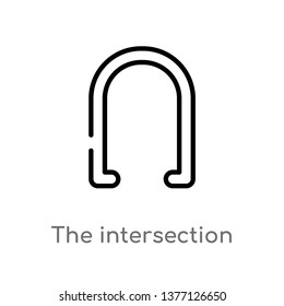the intersection of vector line icon. Simple element illustration. the intersection of outline icon from signs concept. Can be used for web and mobile