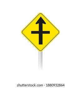 Intersection warning sign. Canada Ontario road signs.