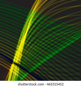 The intersection of yellow, blue and green curves.