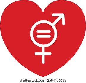 Intersectional Equality Symbol in Red Heart Vector Illustration