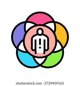 intersektionaler Feminismus-Farbsymbol-Vektor. intersektionales Feminismus-Zeichen. einzelne Symbolgrafik