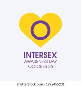 Intersex Awareness Day vector. Intersex flag in heart shape icon vector. Intersex Awareness Day Poster, October 26. Important day